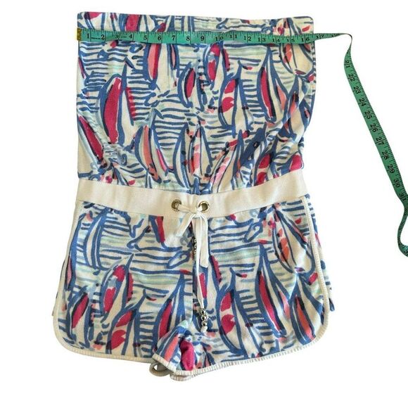 Women’s Lilly Pulitzer Dixon Romper Red Right Return Sailboat Terry Cloth Small - Picture 8 of 12